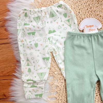 Kit 3 Calças - Cabana, Verde e Folhagem - Off White e Verde